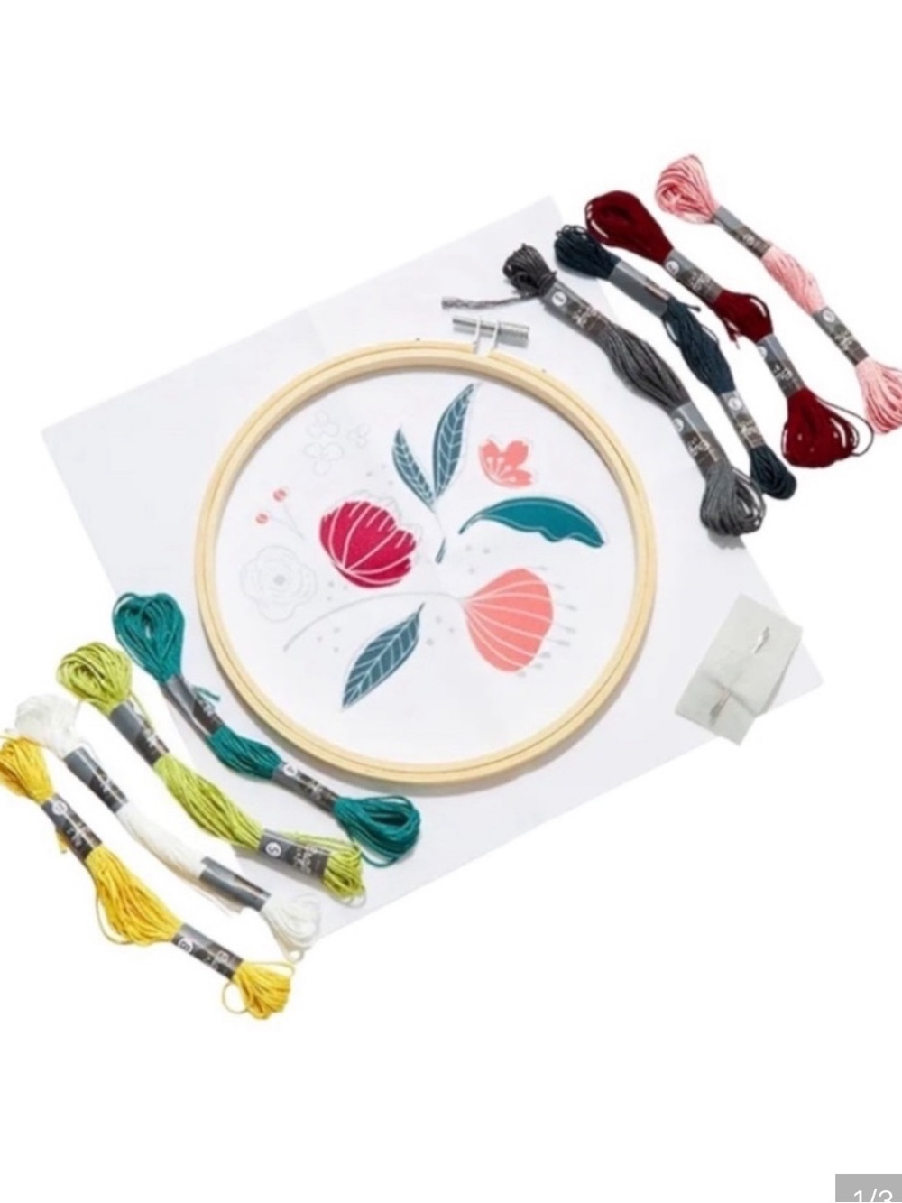 CRAFT CRUSH Winter Flower Embroidery Kit NEW retail $30 Hoop, Canvas, Thread